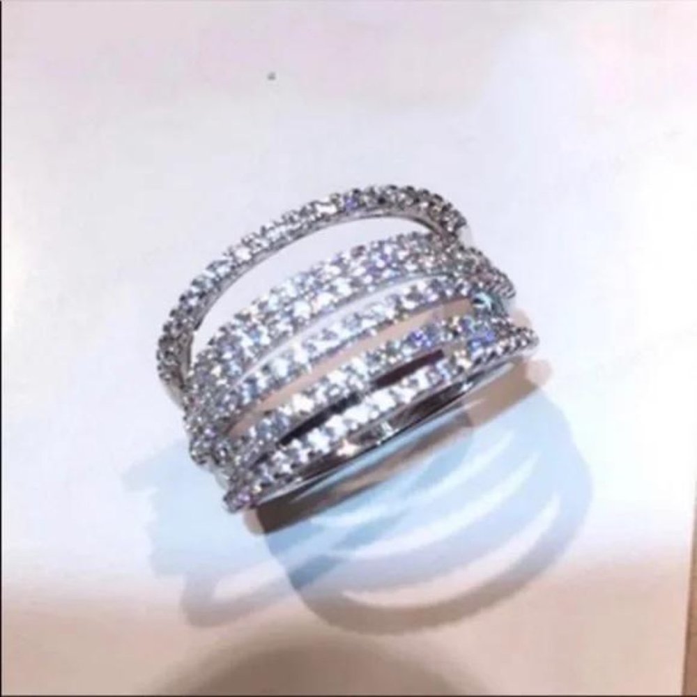 NEW 6.4 CT 925 STERLING SILVER DIAMOND RING, CUTE RING, SHINY RING. - Picture 2 of 7